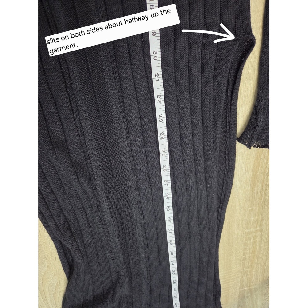 Free People Cardigan Womens XS Black Linen Blend Ribbed Grunge Whimsigoth Witchy - Picture 8 of 10